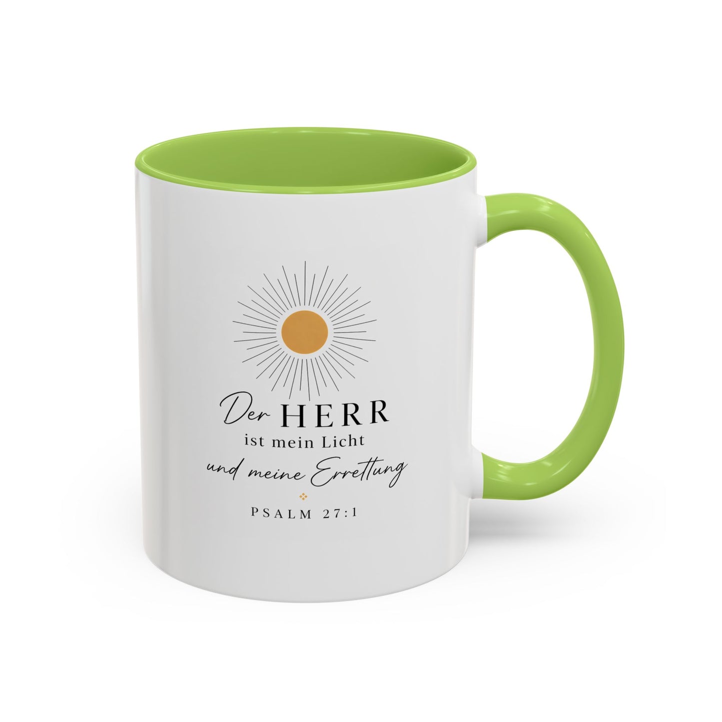 Accent Coffee Mug — "Der HERR ist mein Licht" Psalm 27:1 Christian Sunlight Design