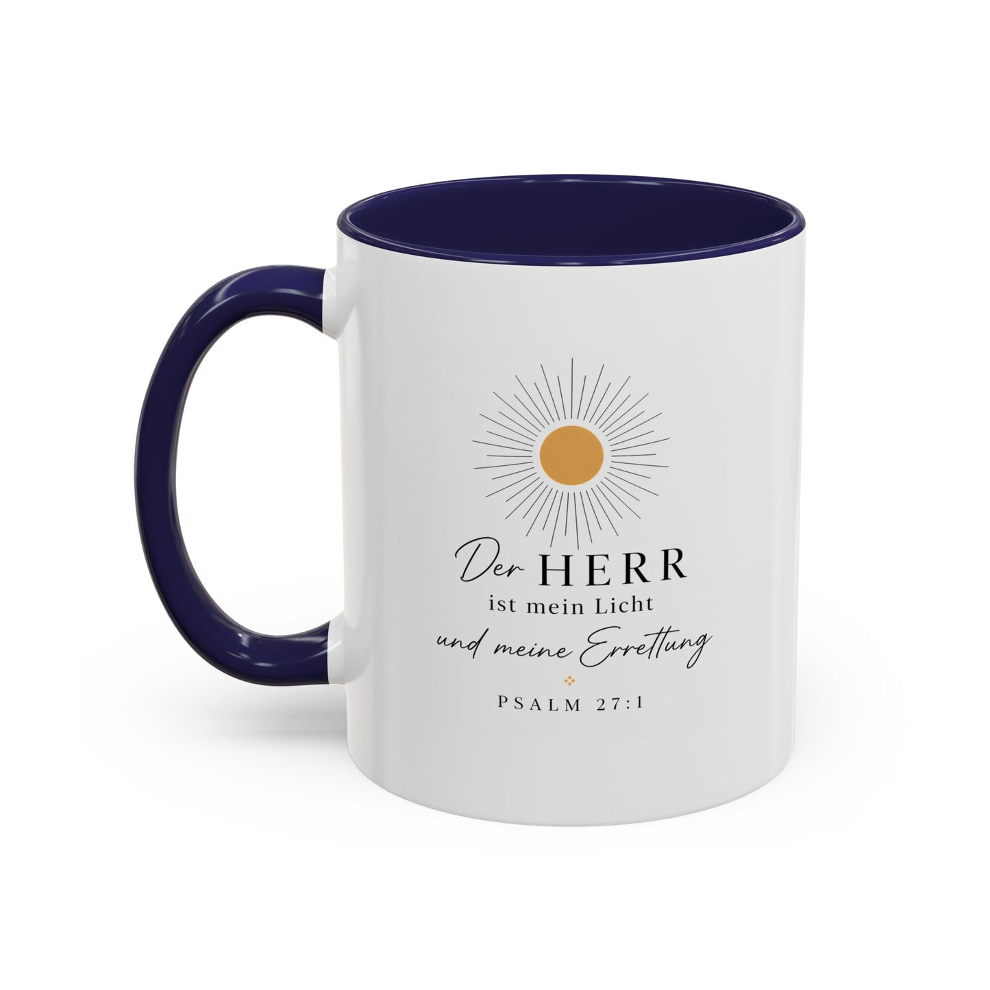 Accent Coffee Mug — "Der HERR ist mein Licht" Psalm 27:1 Christian Sunlight Design