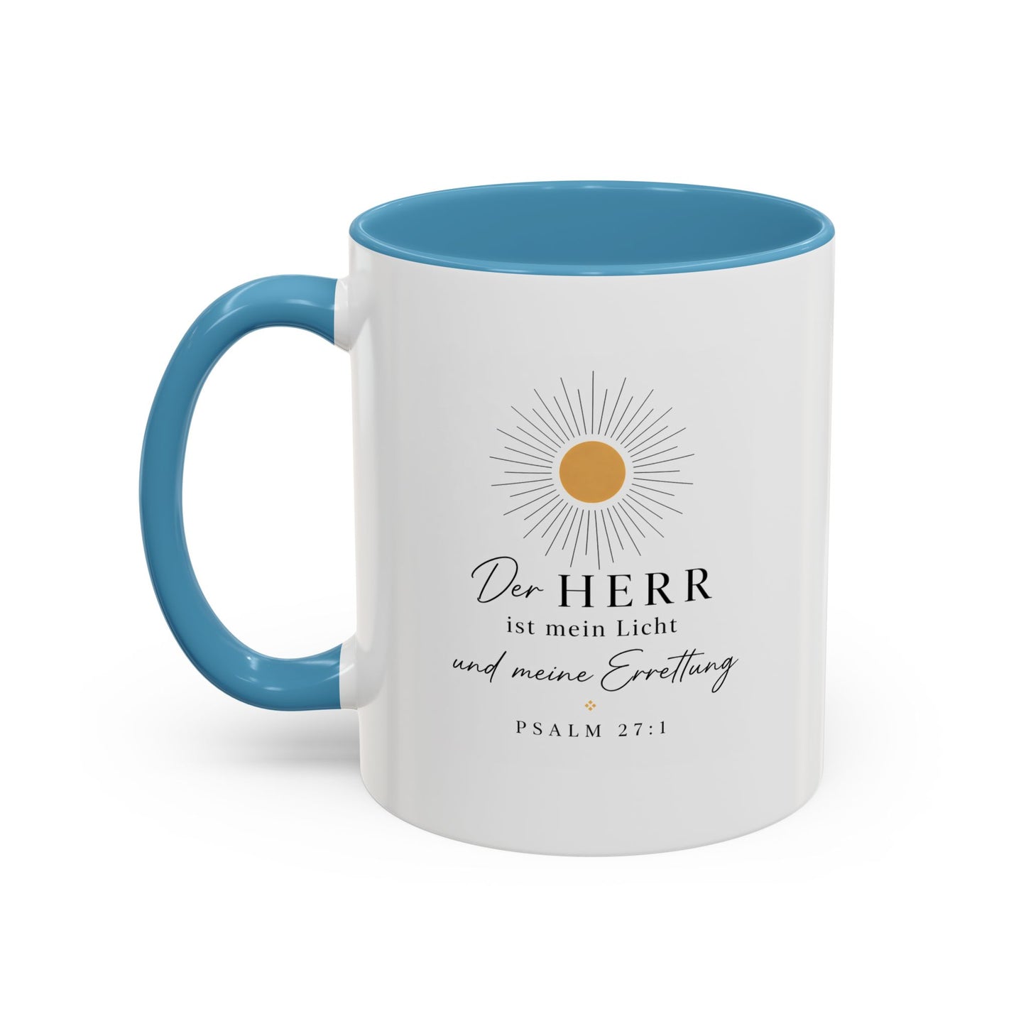 Accent Coffee Mug — "Der HERR ist mein Licht" Psalm 27:1 Christian Sunlight Design