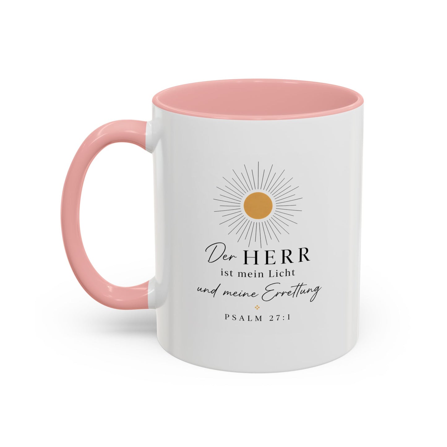 Accent Coffee Mug — "Der HERR ist mein Licht" Psalm 27:1 Christian Sunlight Design