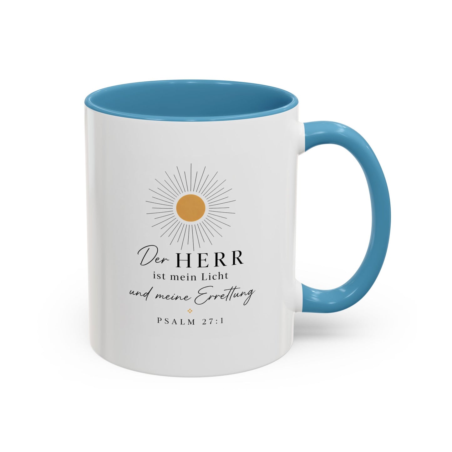Accent Coffee Mug — "Der HERR ist mein Licht" Psalm 27:1 Christian Sunlight Design