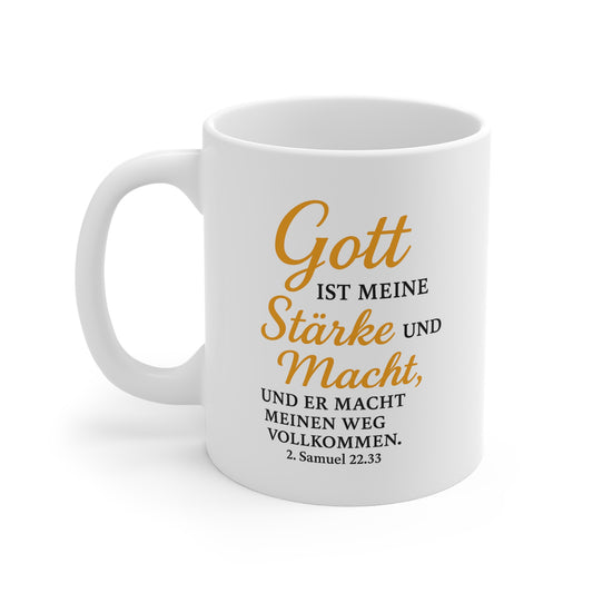 Inspirational Ceramic Mug – "Der Herr ist meine Stärke"