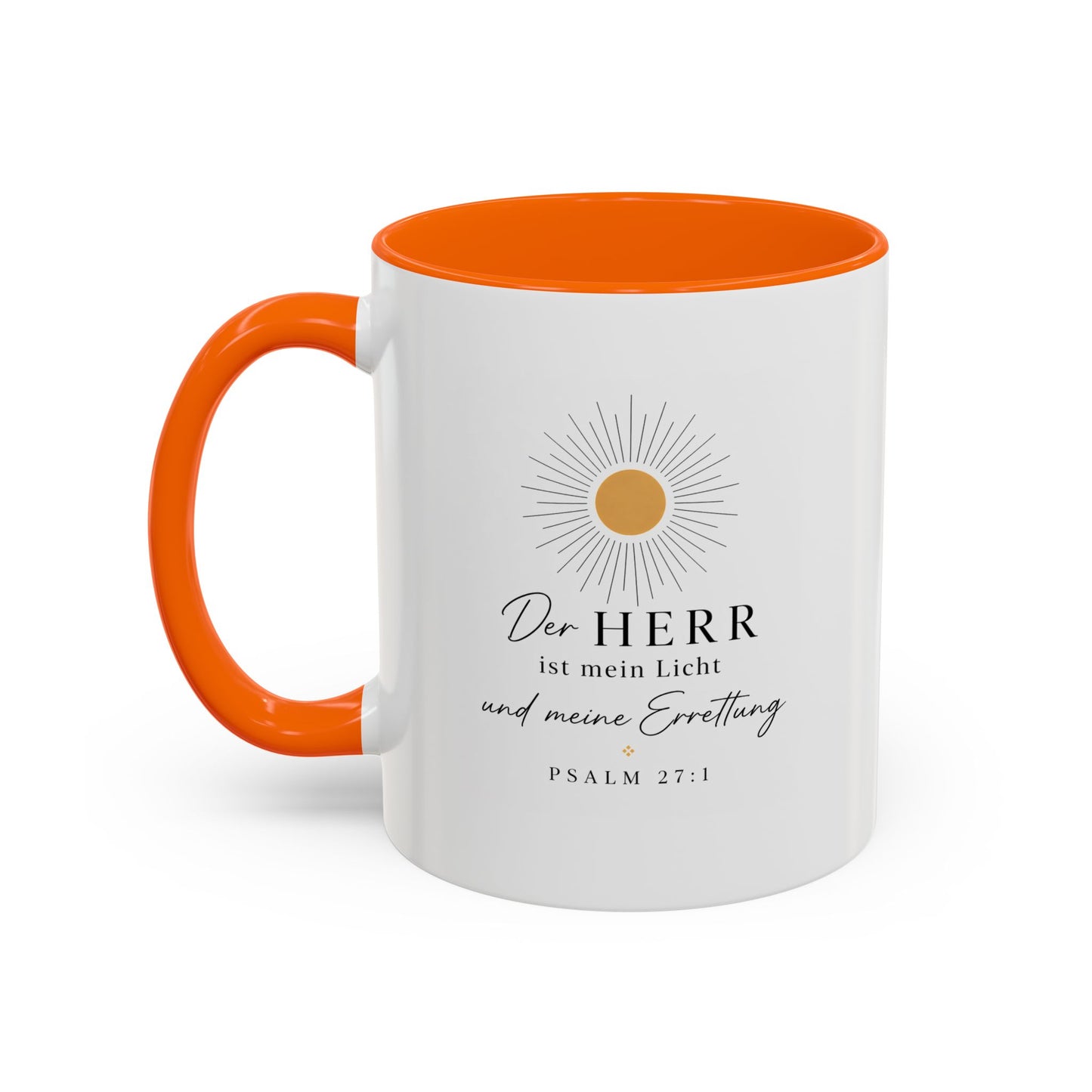 Accent Coffee Mug — "Der HERR ist mein Licht" Psalm 27:1 Christian Sunlight Design