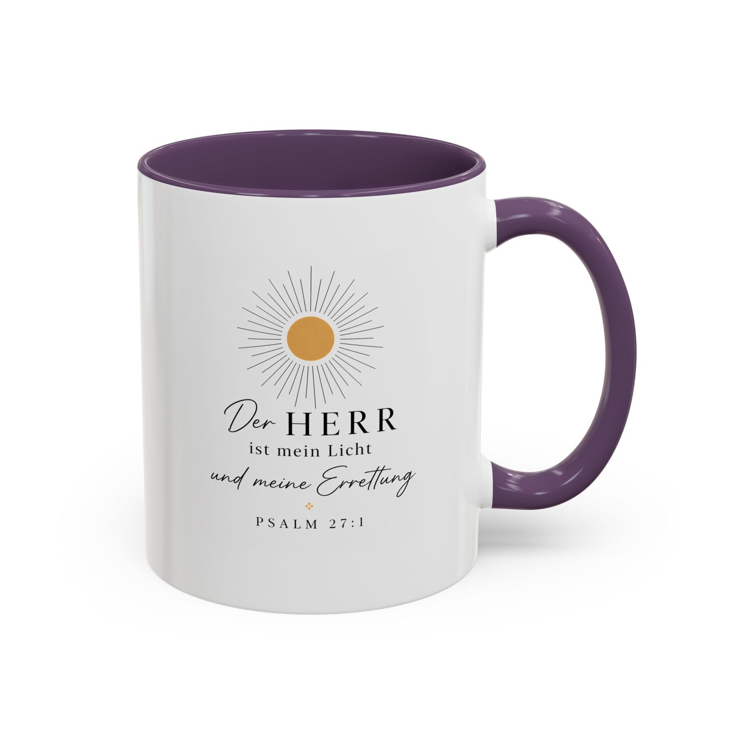 Accent Coffee Mug — "Der HERR ist mein Licht" Psalm 27:1 Christian Sunlight Design
