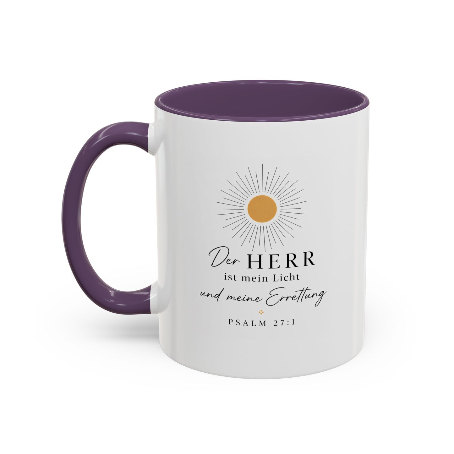 Accent Coffee Mug — "Der HERR ist mein Licht" Psalm 27:1 Christian Sunlight Design