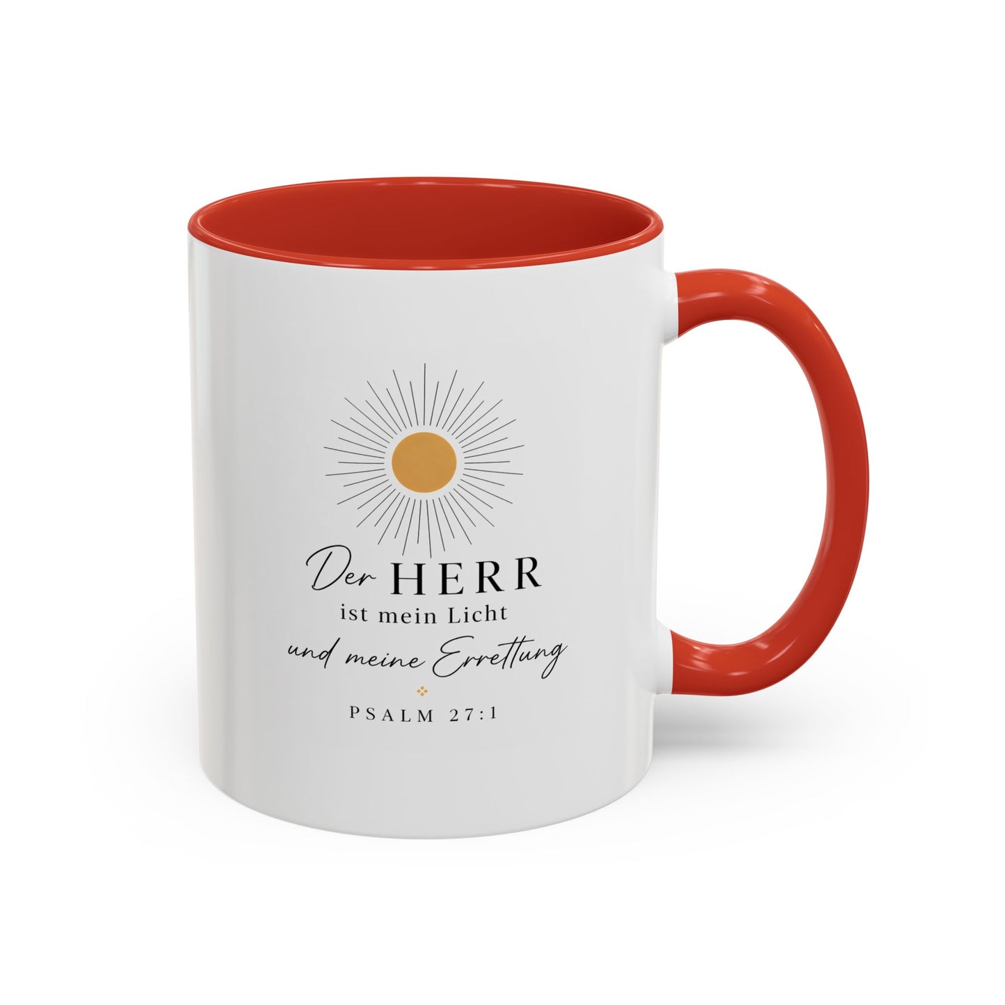 Accent Coffee Mug — "Der HERR ist mein Licht" Psalm 27:1 Christian Sunlight Design