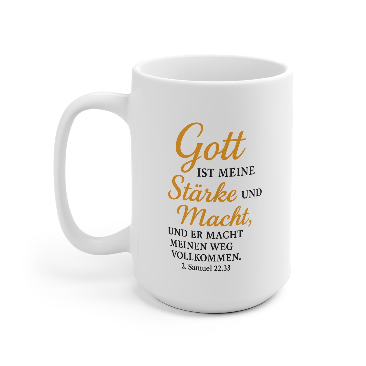 Inspirational Ceramic Mug – "Der Herr ist meine Stärke"