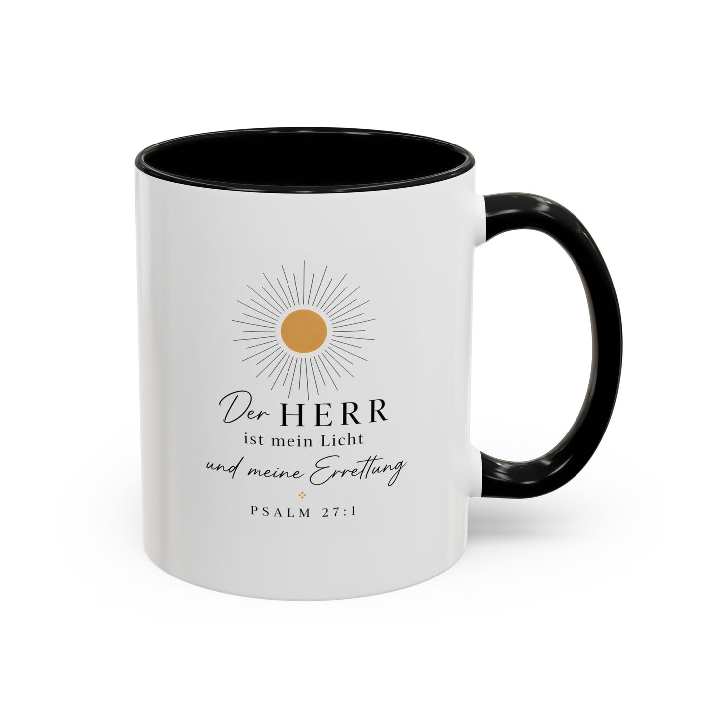 Accent Coffee Mug — "Der HERR ist mein Licht" Psalm 27:1 Christian Sunlight Design