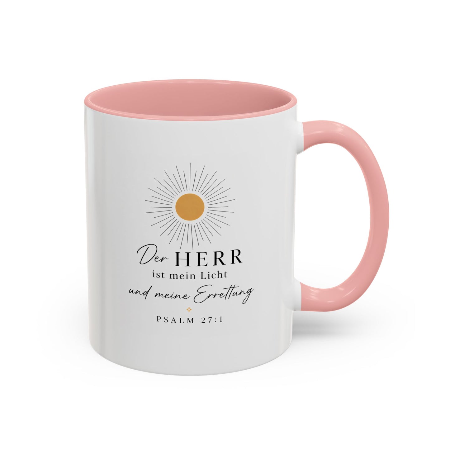Accent Coffee Mug — "Der HERR ist mein Licht" Psalm 27:1 Christian Sunlight Design