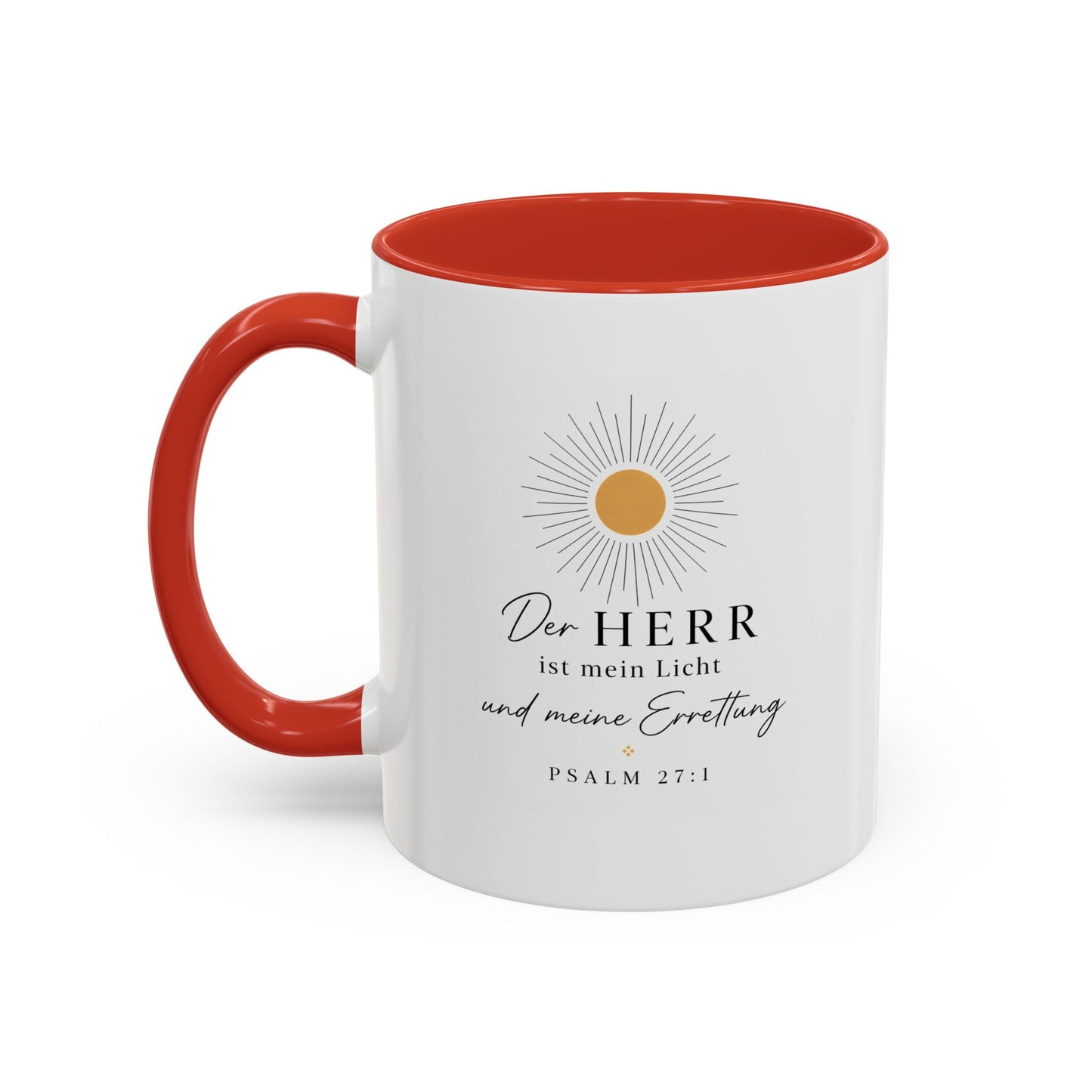 Accent Coffee Mug — "Der HERR ist mein Licht" Psalm 27:1 Christian Sunlight Design