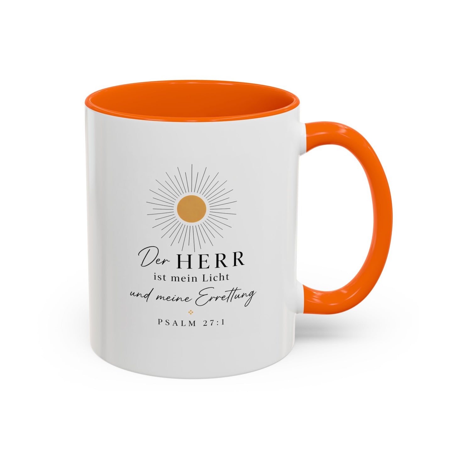 Accent Coffee Mug — "Der HERR ist mein Licht" Psalm 27:1 Christian Sunlight Design