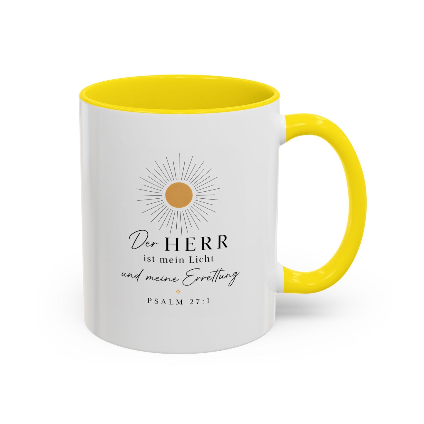 Accent Coffee Mug — "Der HERR ist mein Licht" Psalm 27:1 Christian Sunlight Design