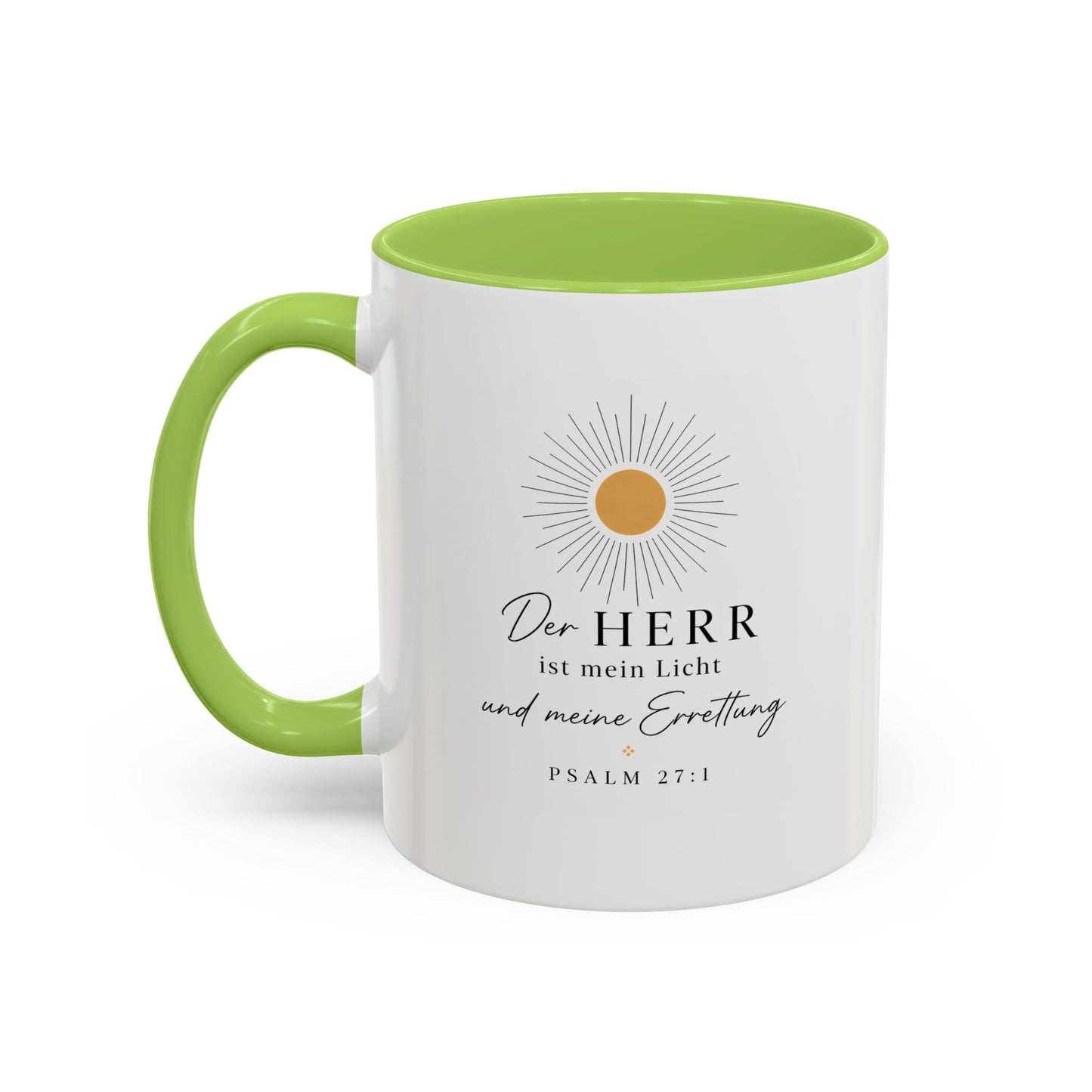 Accent Coffee Mug — "Der HERR ist mein Licht" Psalm 27:1 Christian Sunlight Design