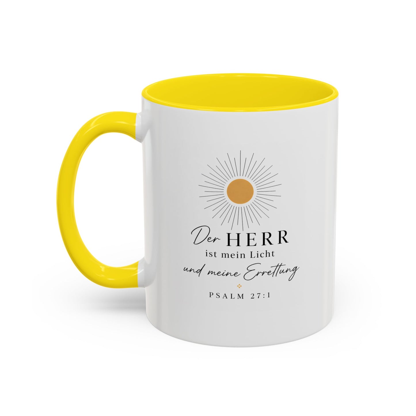 Accent Coffee Mug — "Der HERR ist mein Licht" Psalm 27:1 Christian Sunlight Design