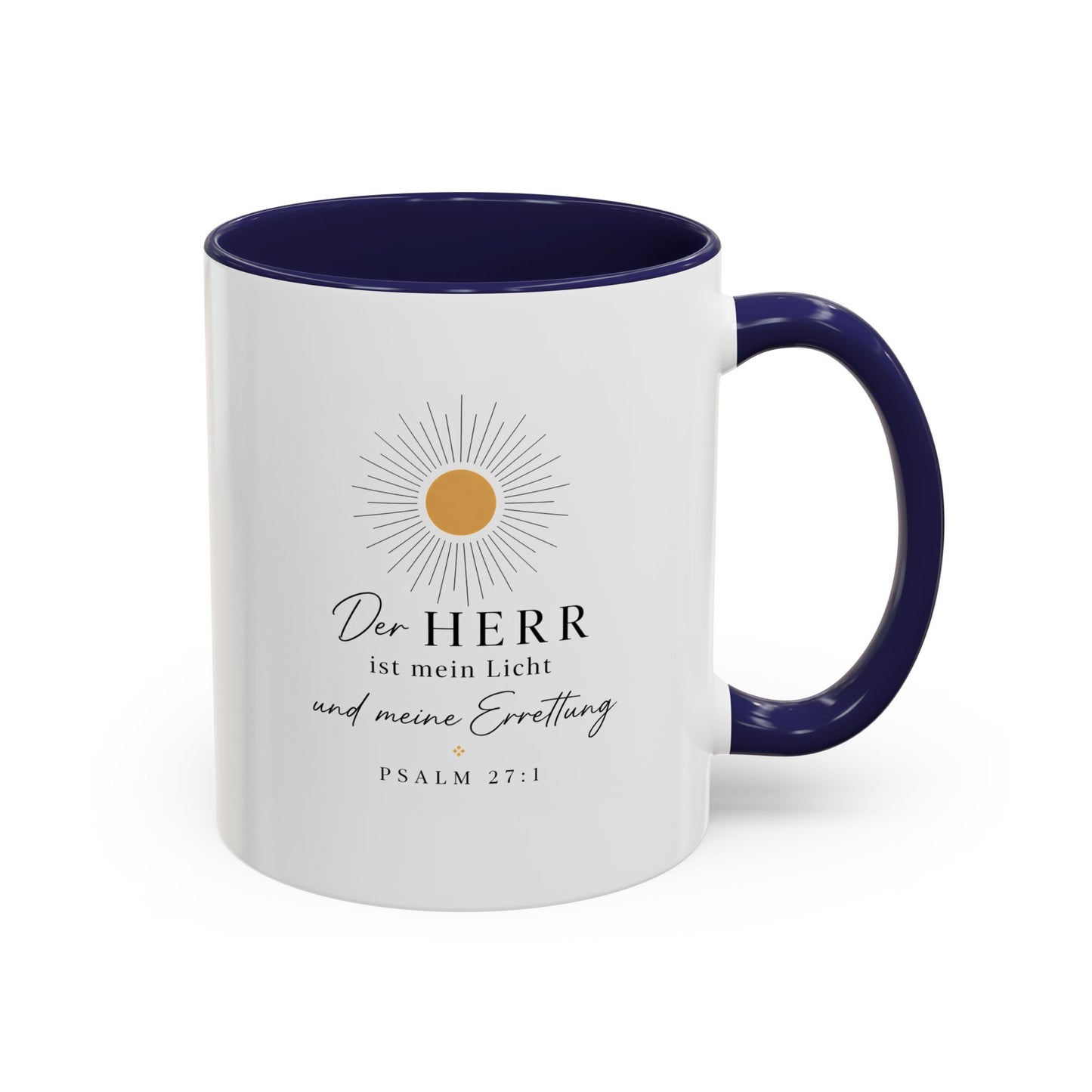 Accent Coffee Mug — "Der HERR ist mein Licht" Psalm 27:1 Christian Sunlight Design