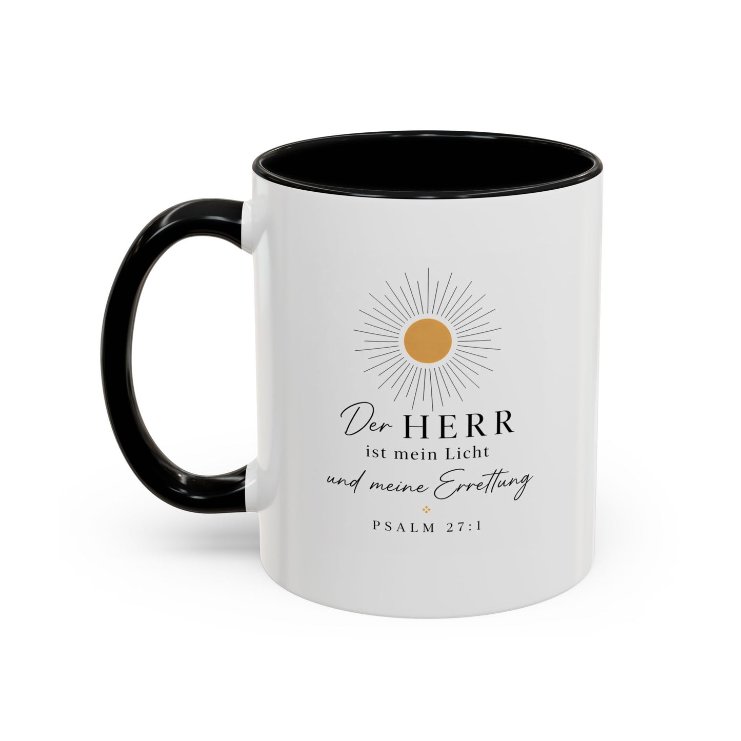 Accent Coffee Mug — "Der HERR ist mein Licht" Psalm 27:1 Christian Sunlight Design